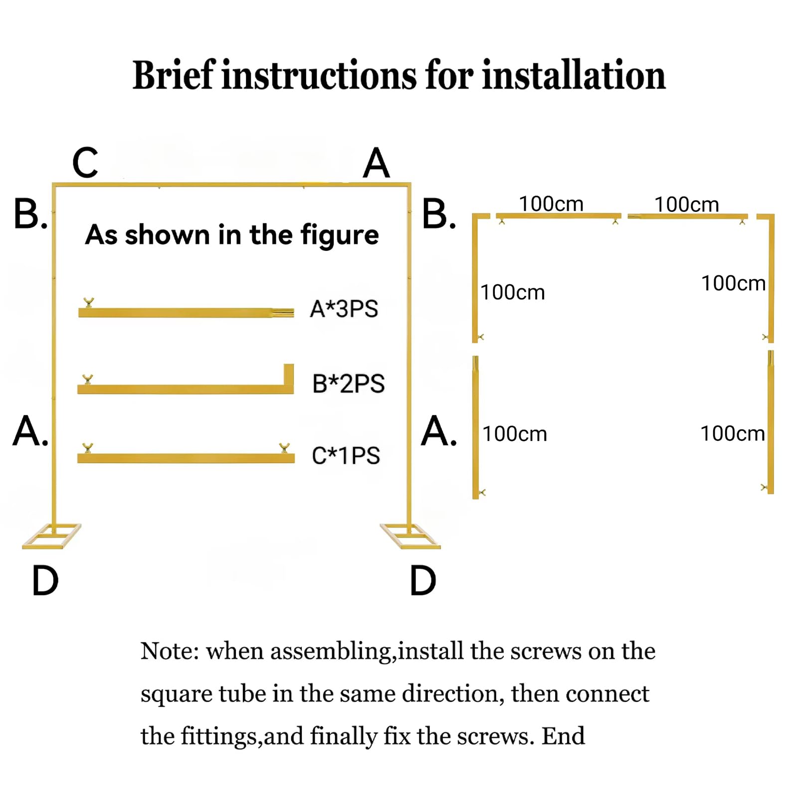 Twist-and-lock connections on modular gold metal arch