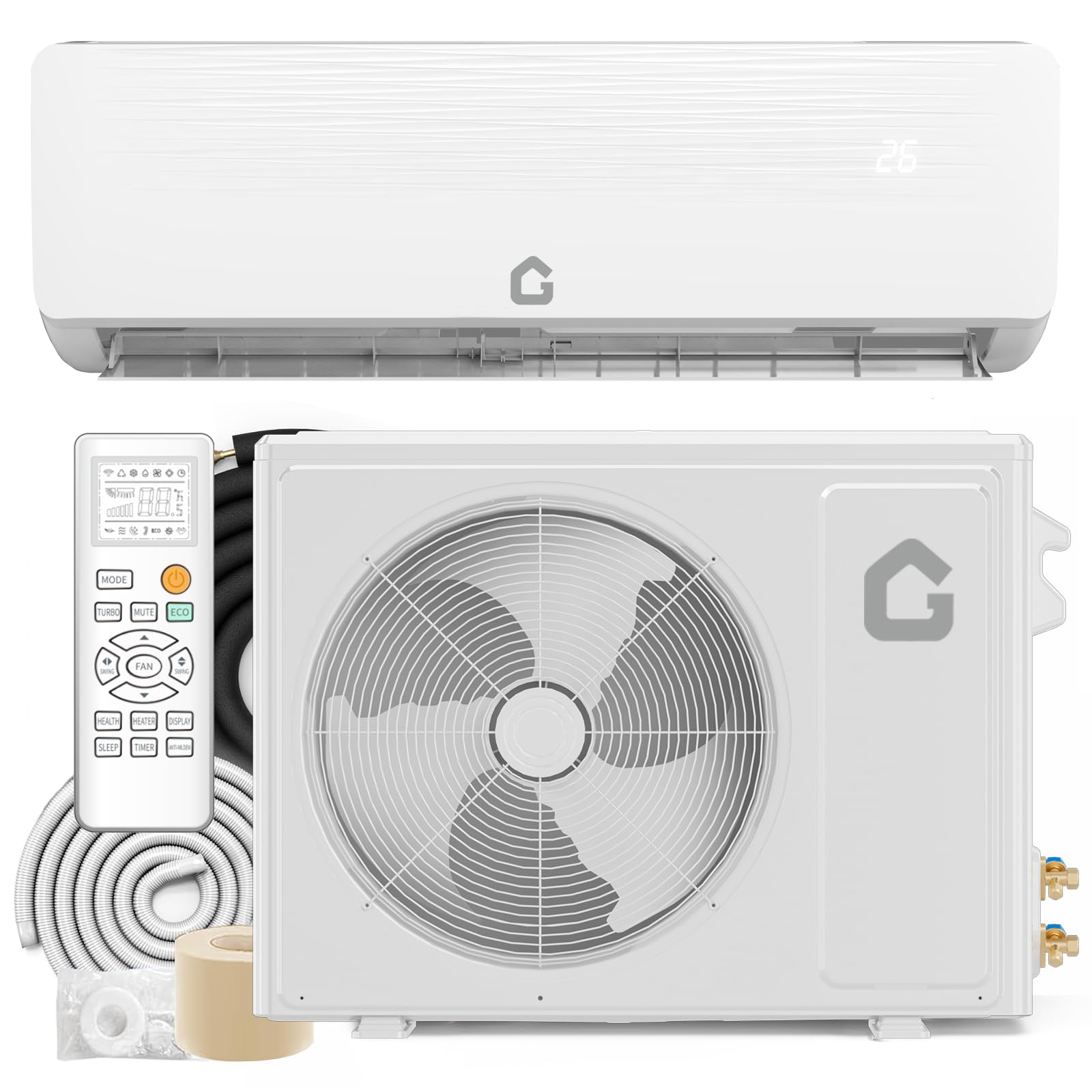 12000 BTU Mini Split Air Conditioner w/Heat Pump System 6 Modes 230V 750 Sq. Ft