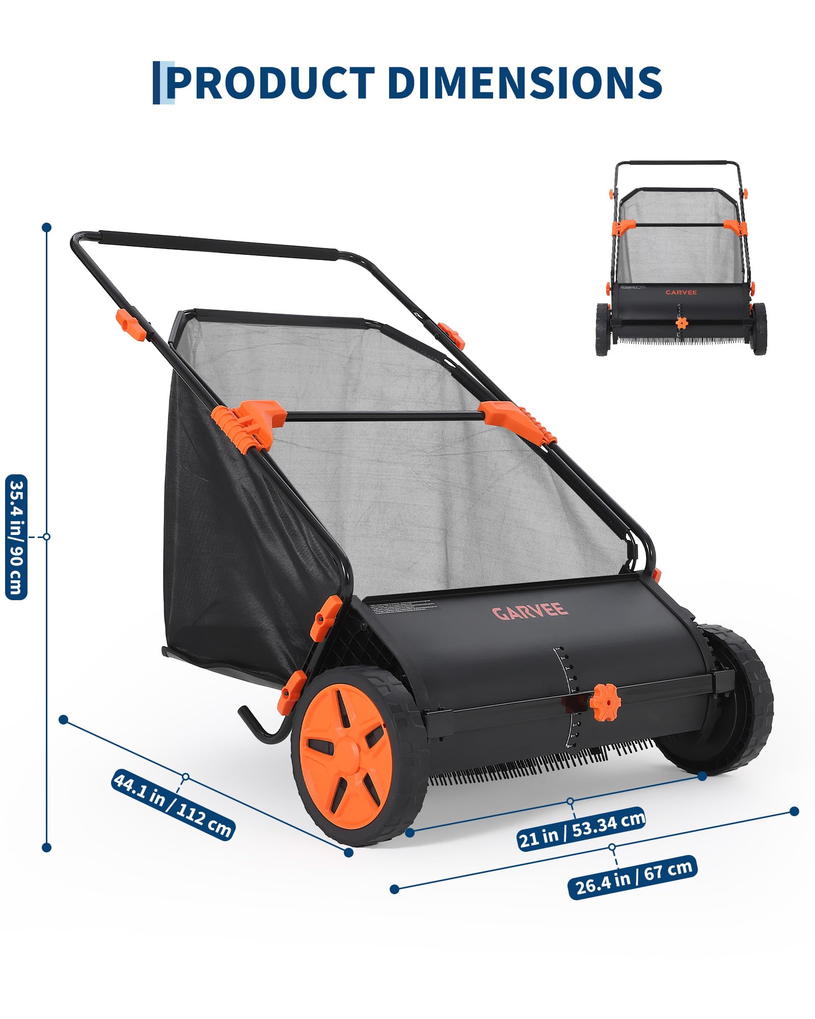 Garvee push lawn sweeper features and outdoor applications
