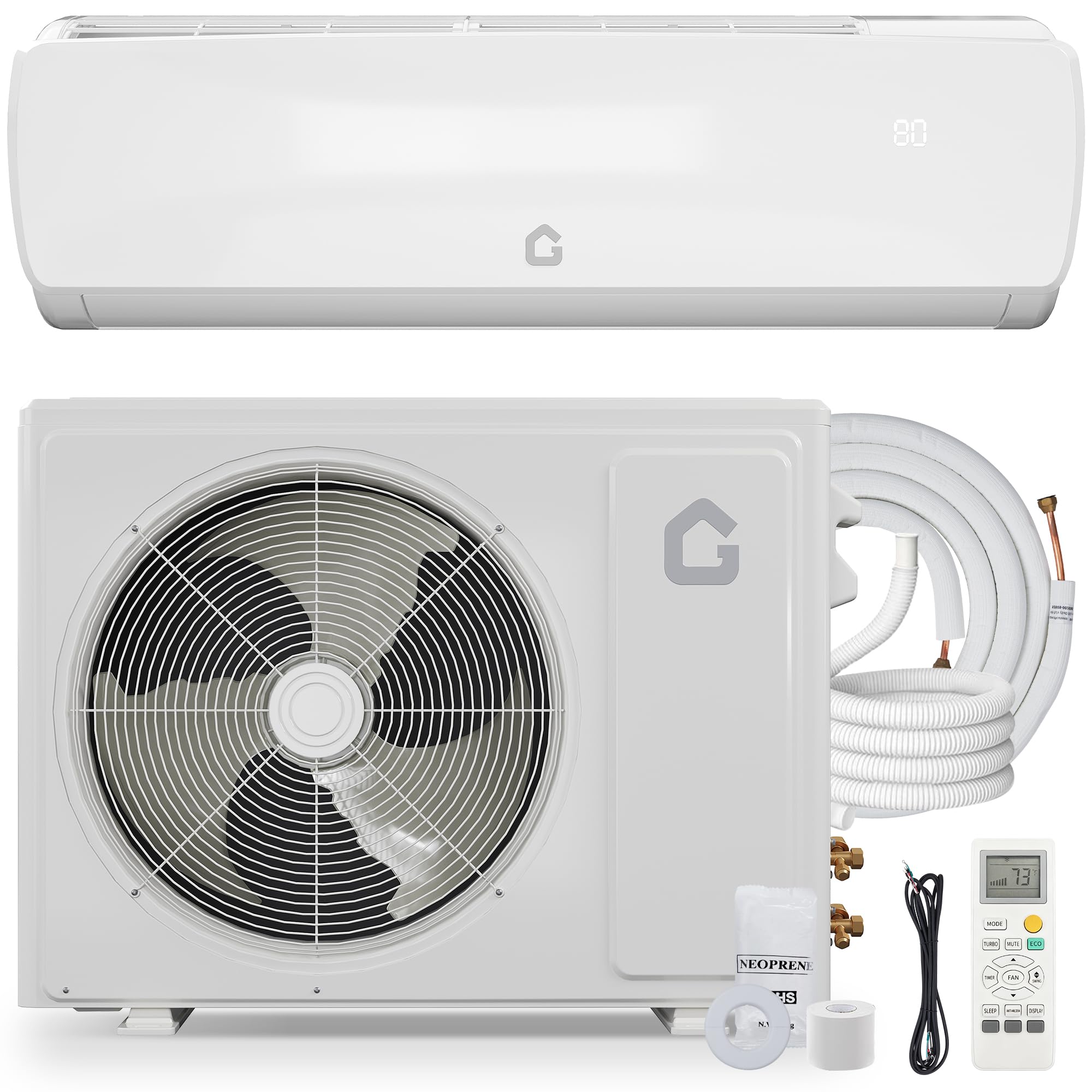 9000 BTU Mini Split Air Conditioner & Heat Pump 19 SEER2 Inverter, 115V/230V US