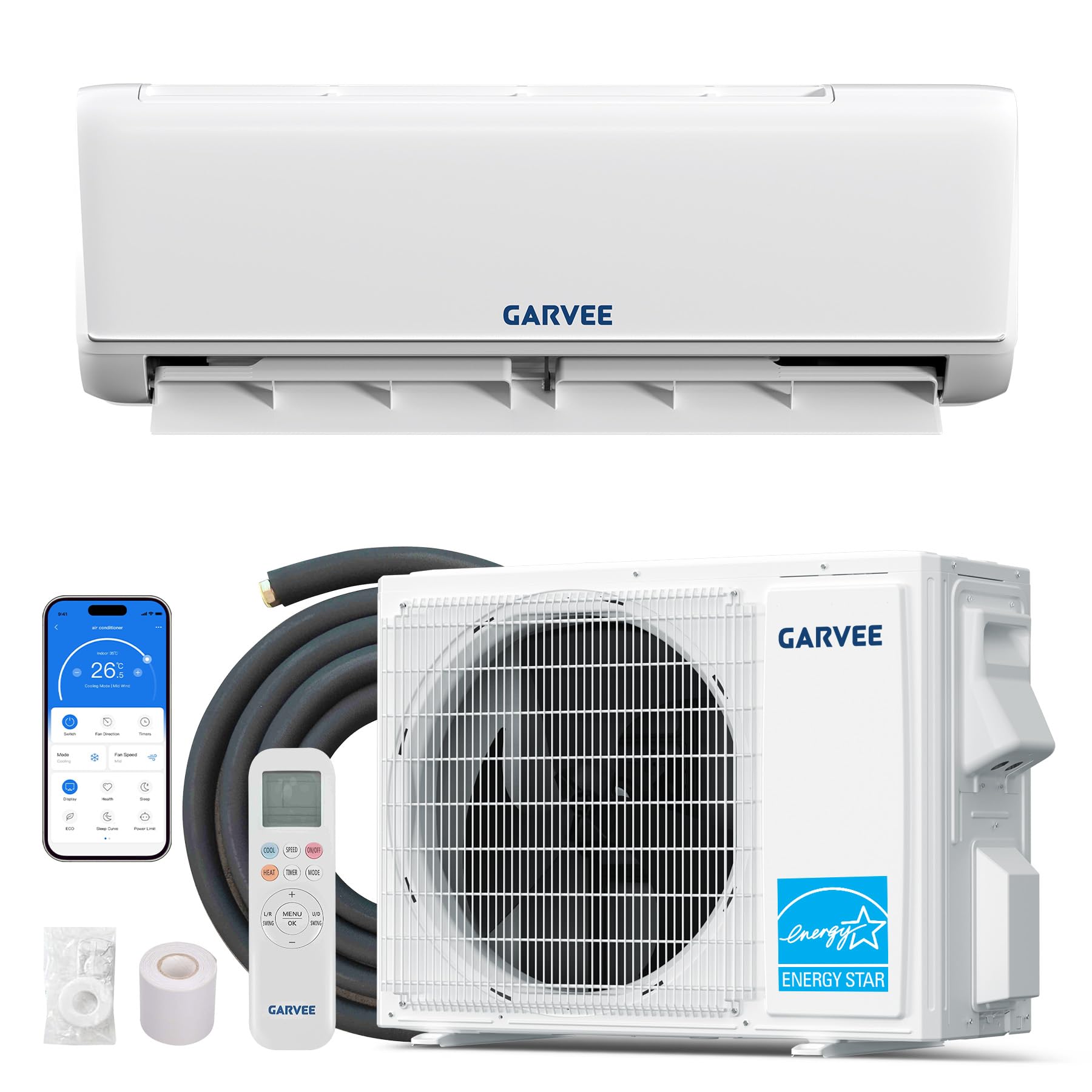 12000 BTU Mini Split AC Heat Pump 21 SEER2 WiFi 230V