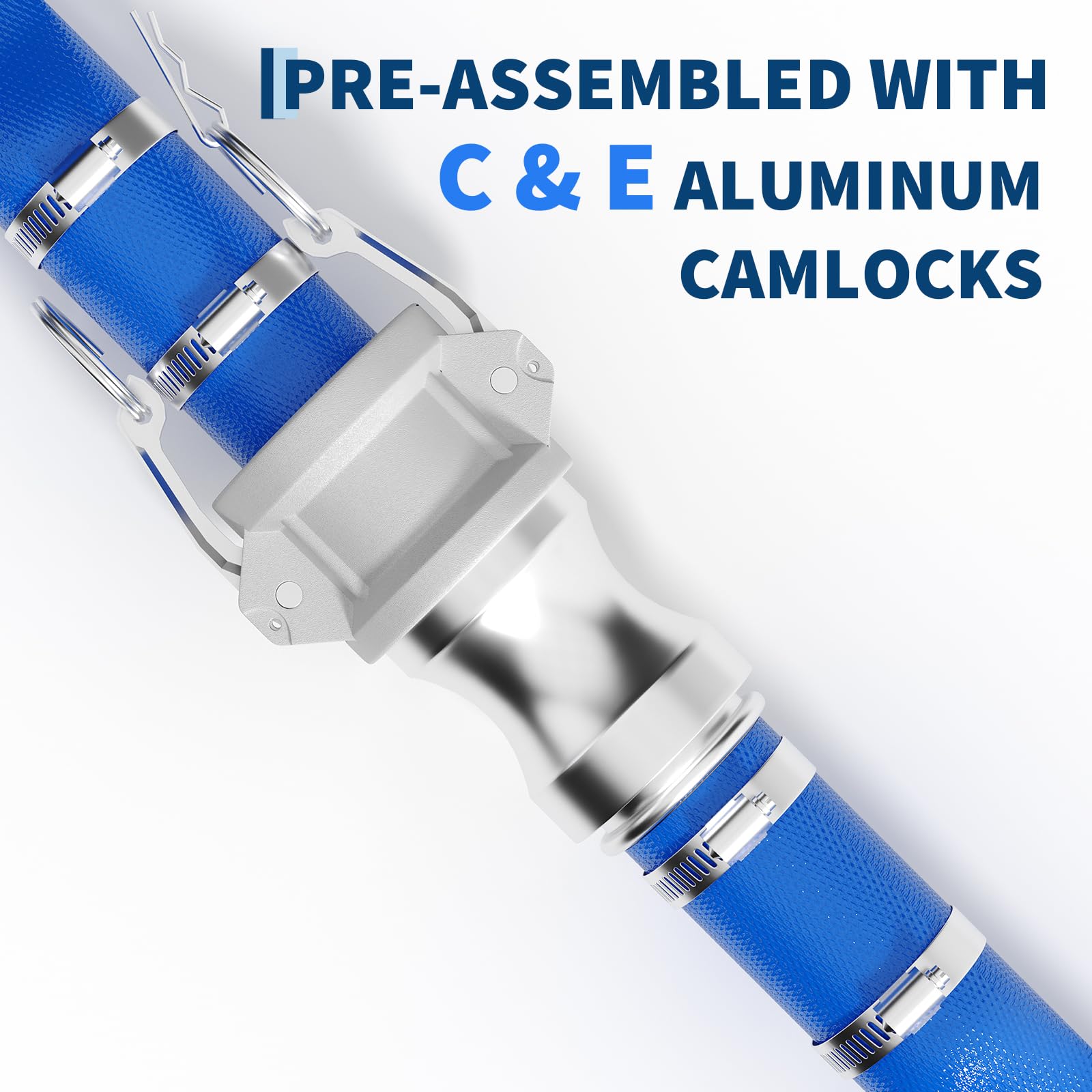 Pool Backwash Hose Kink Resistant PVC Aluminum Camlock 87 PSI Quick Connect - Produktbild 1