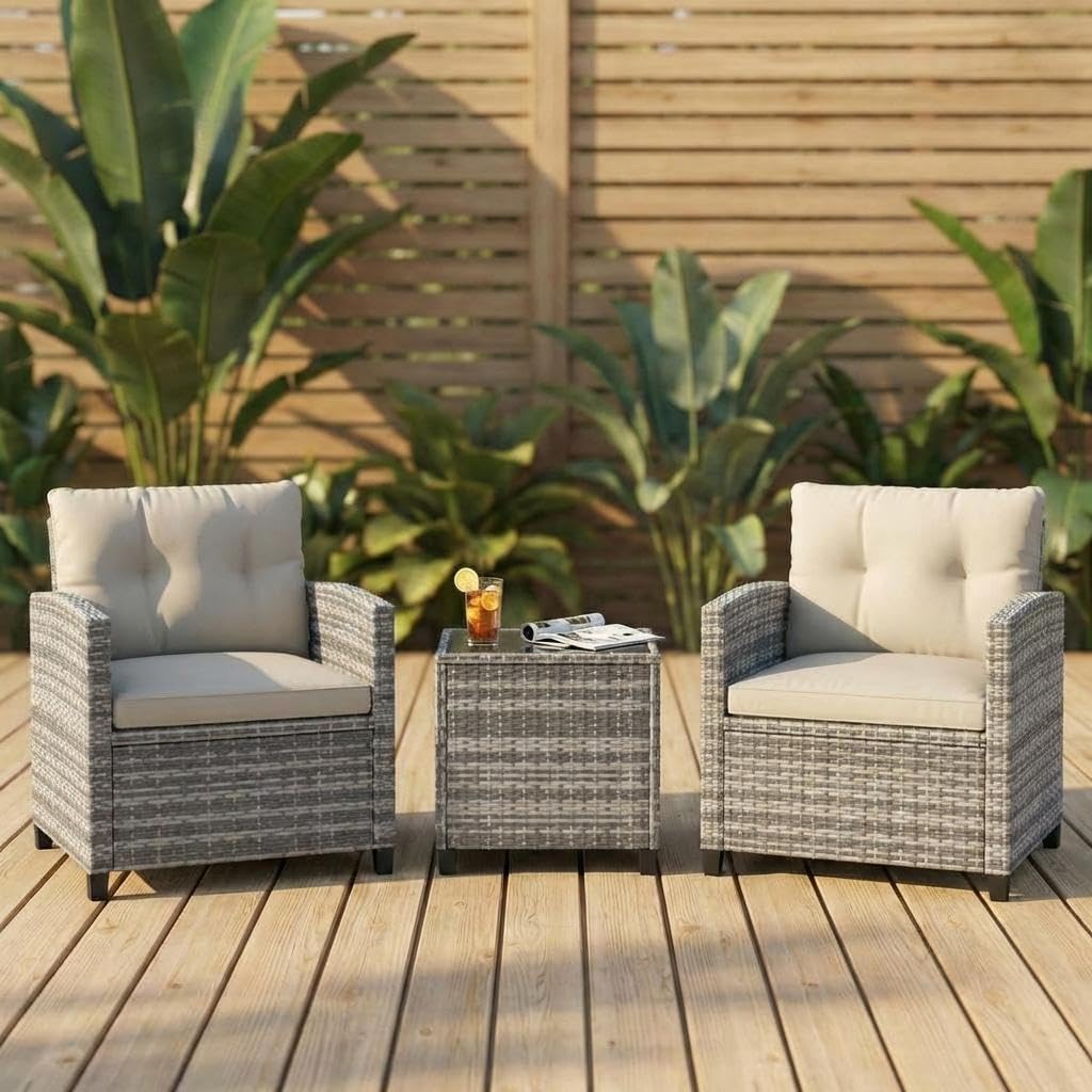 3 PCS Patio Furniture Set Outdoor Sectional Sofa Rattan Wicker Sofa W/ Table NEW alternate view 6