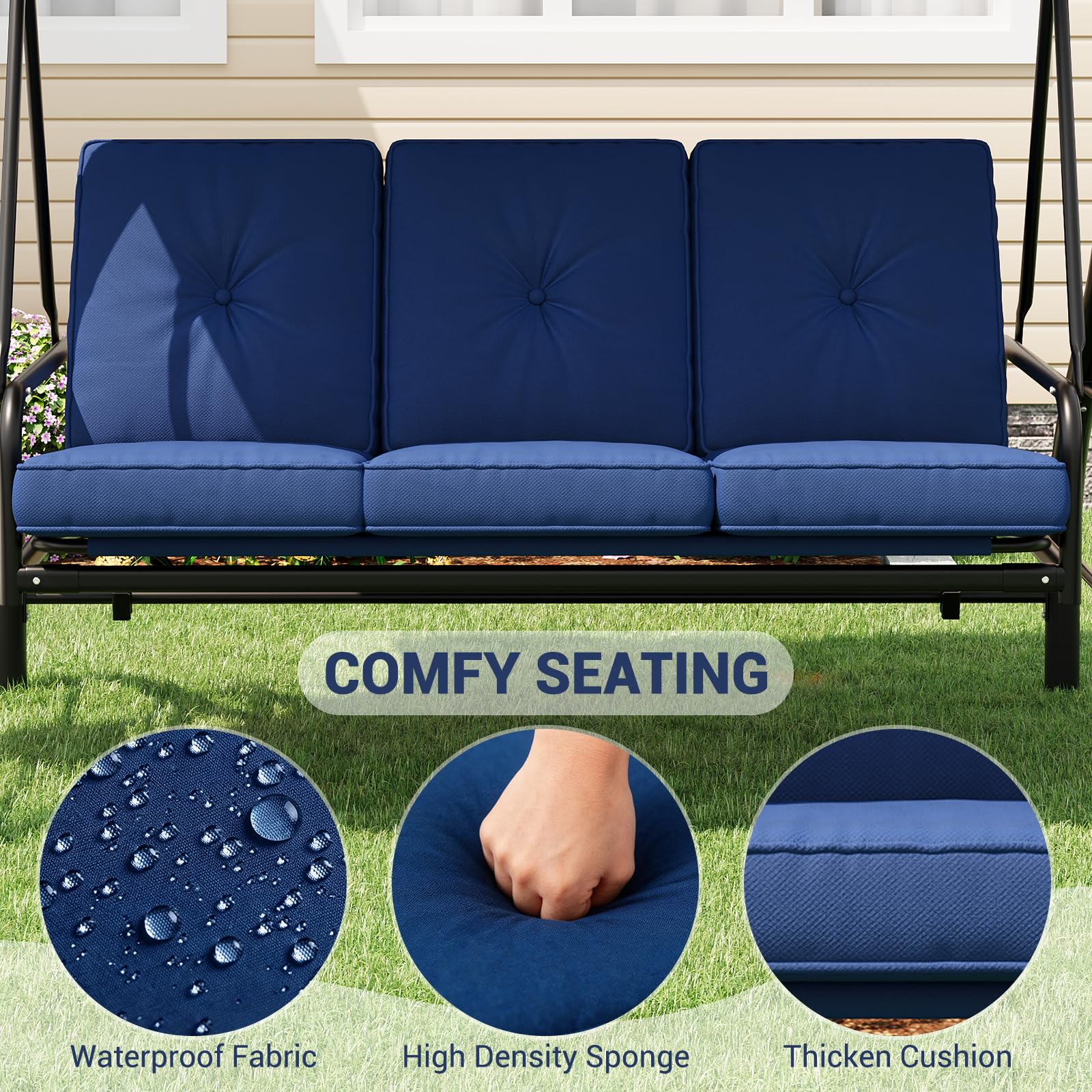 Weather-resistant navy blue patio swing canopy
