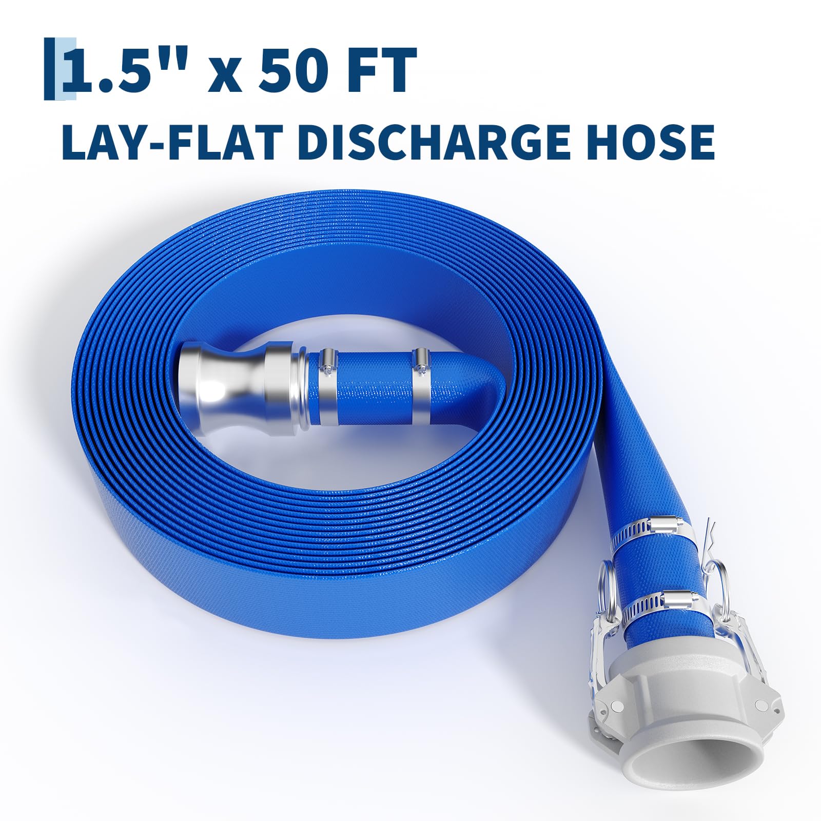 Pool Backwash Hose Kink Resistant PVC Aluminum Camlock 87 PSI Quick Connect