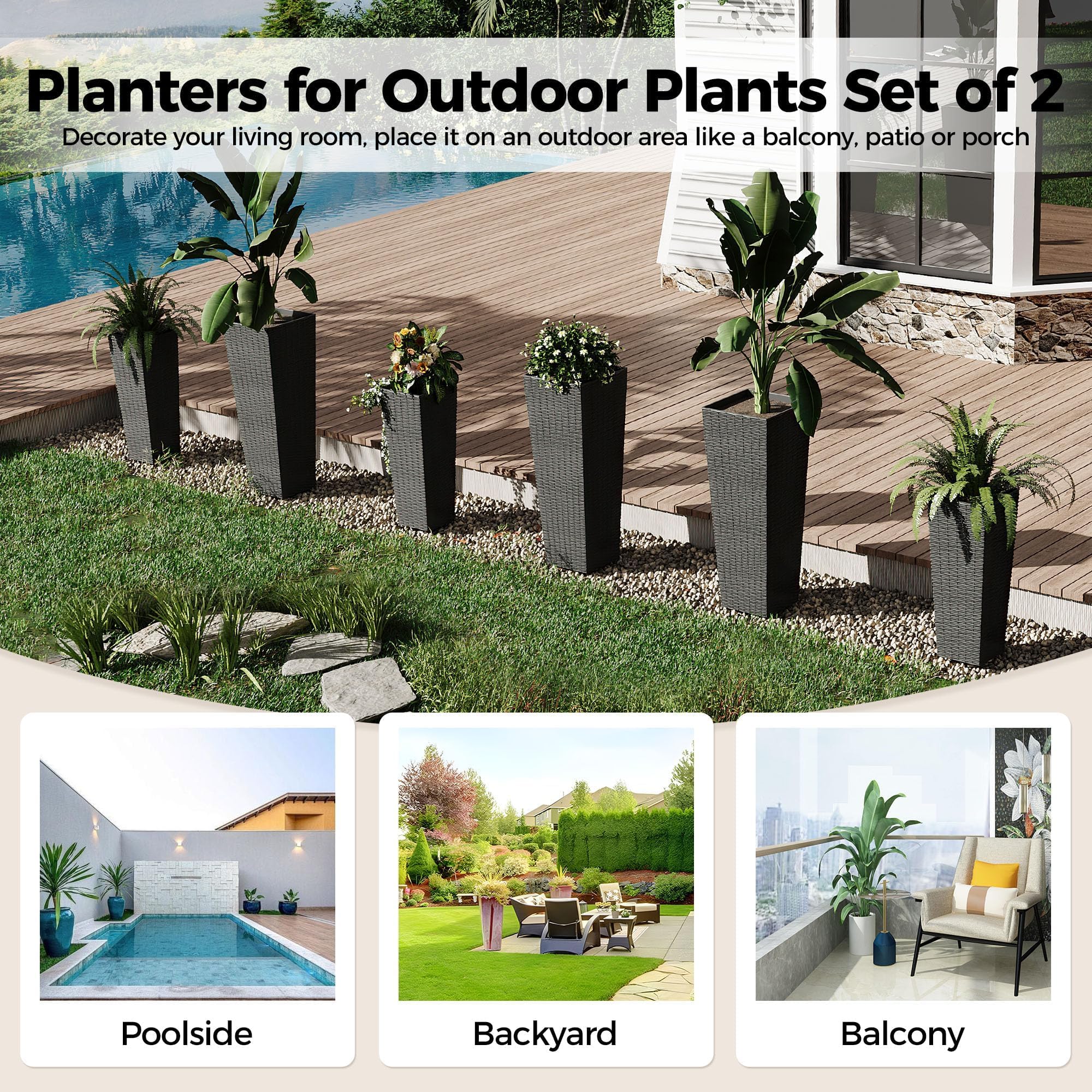 Inner planter bucket with built-in drainage hole