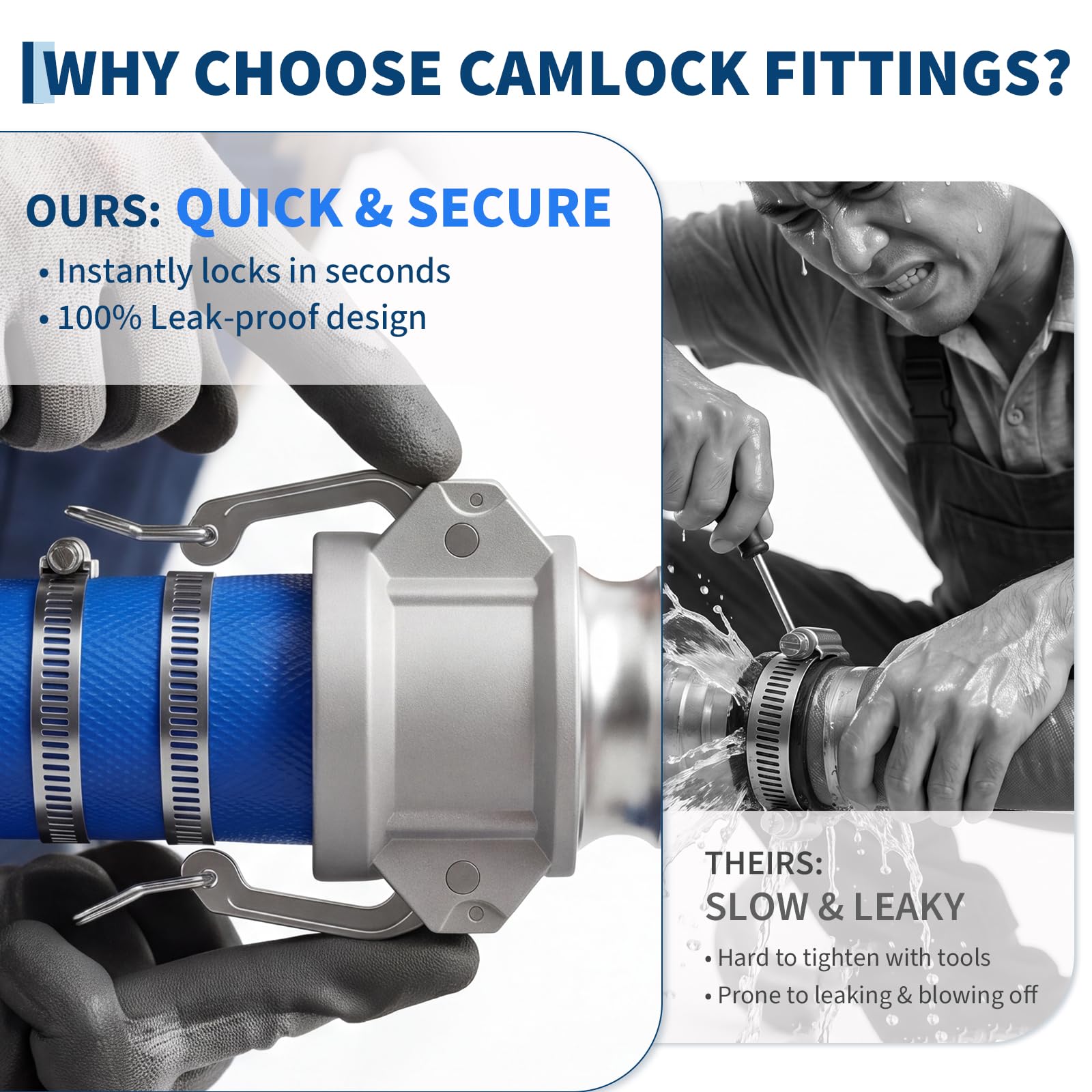 Pool Backwash Hose Kink Resistant PVC Aluminum Camlock 87 PSI Quick Connect - Produktbild 4