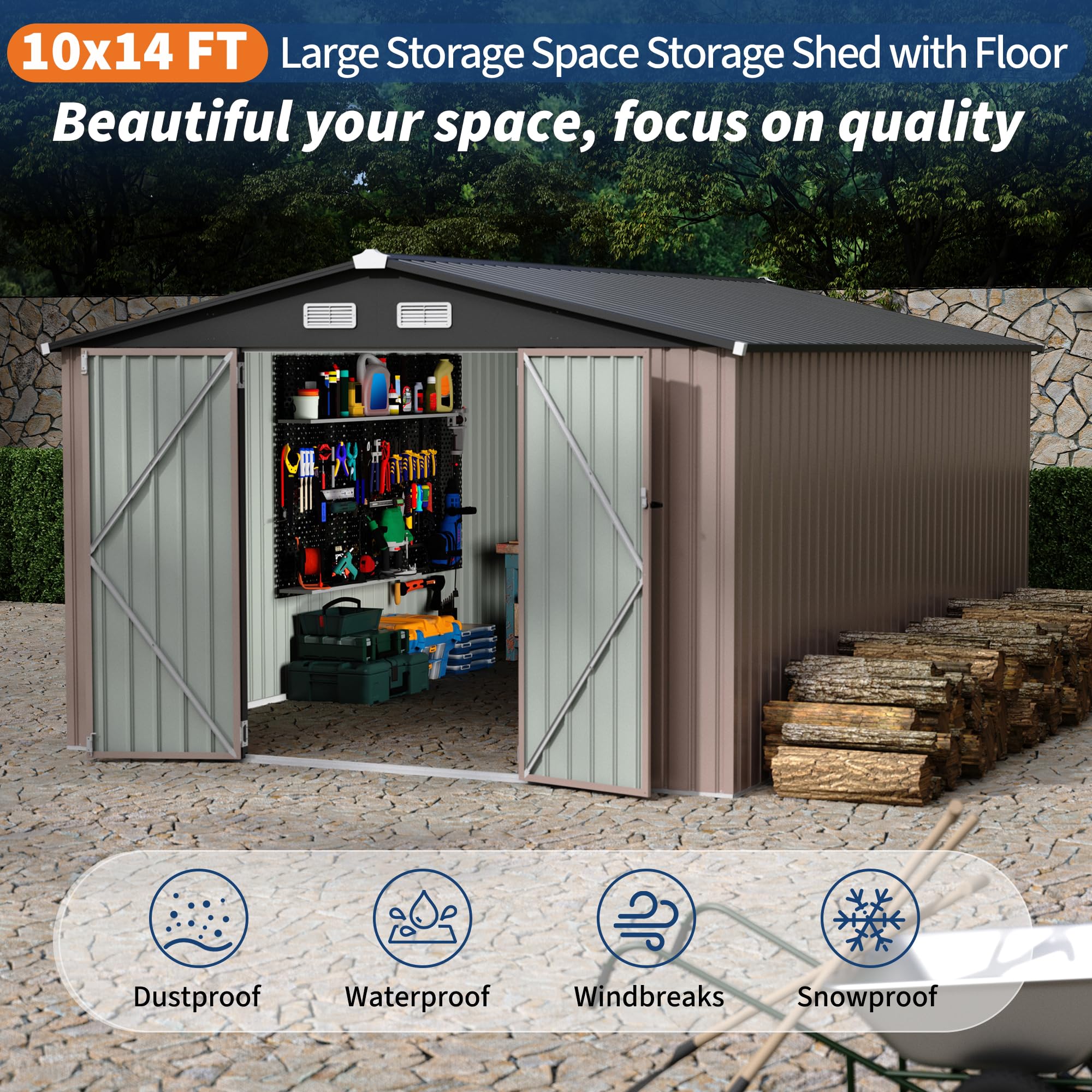 Reinforced galvanized steel frame and overlapping wall panels