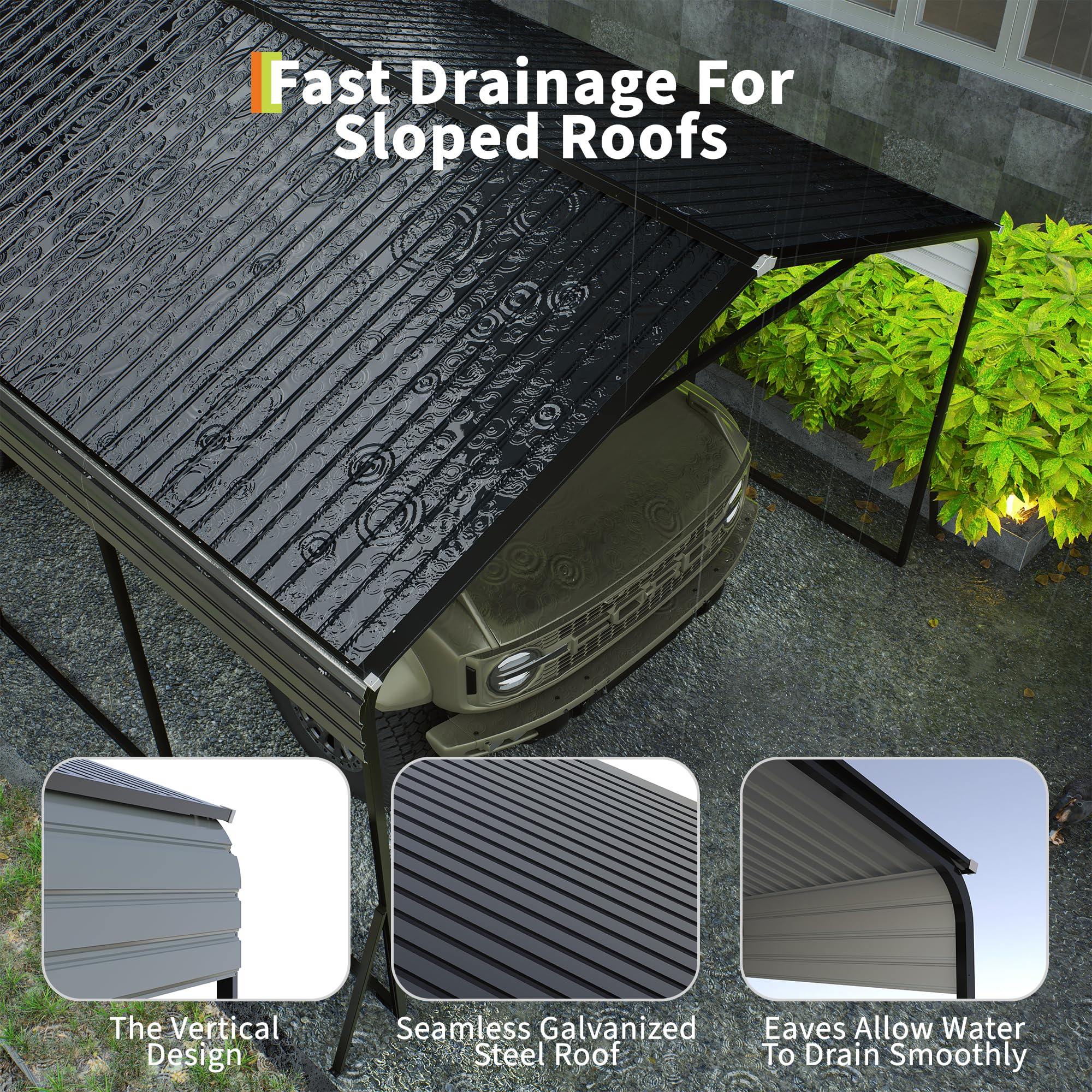 High-peak metal carport roof design
