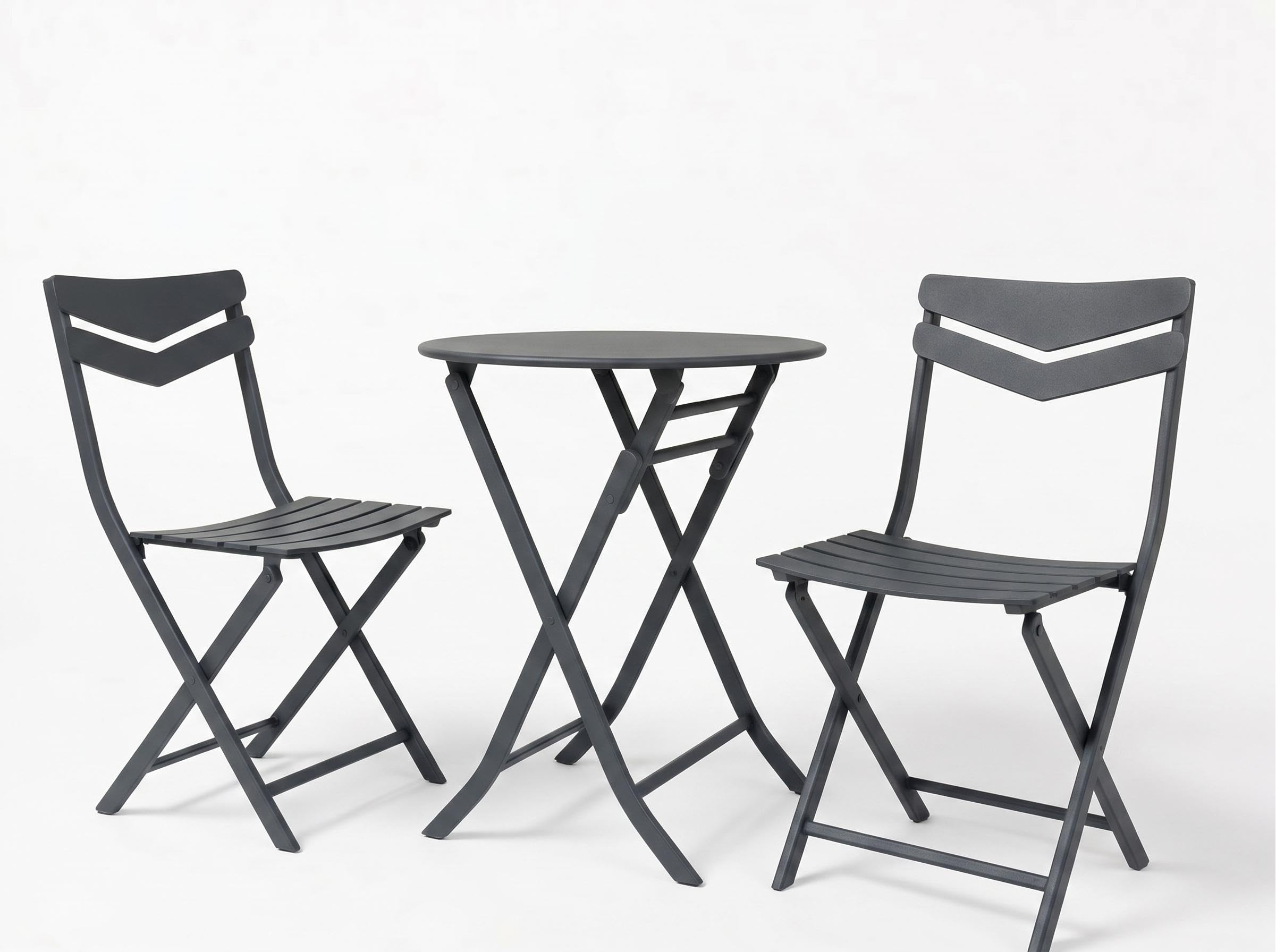3-Piece Patio Bistro Set Steel Table 2 Chairs Outdoor Furniture For Balcony