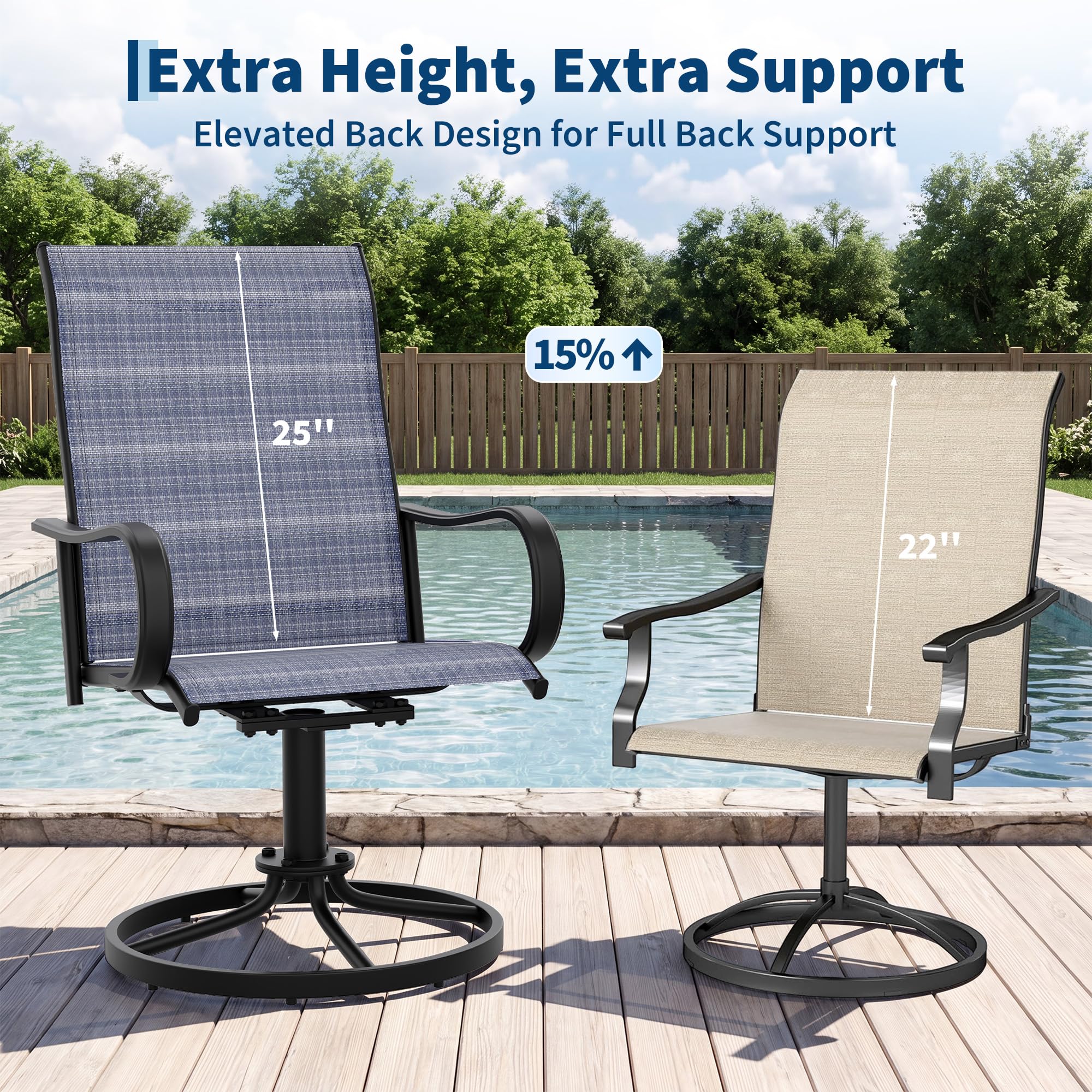 Outdoor swivel chairs for patio porch balcony and garden