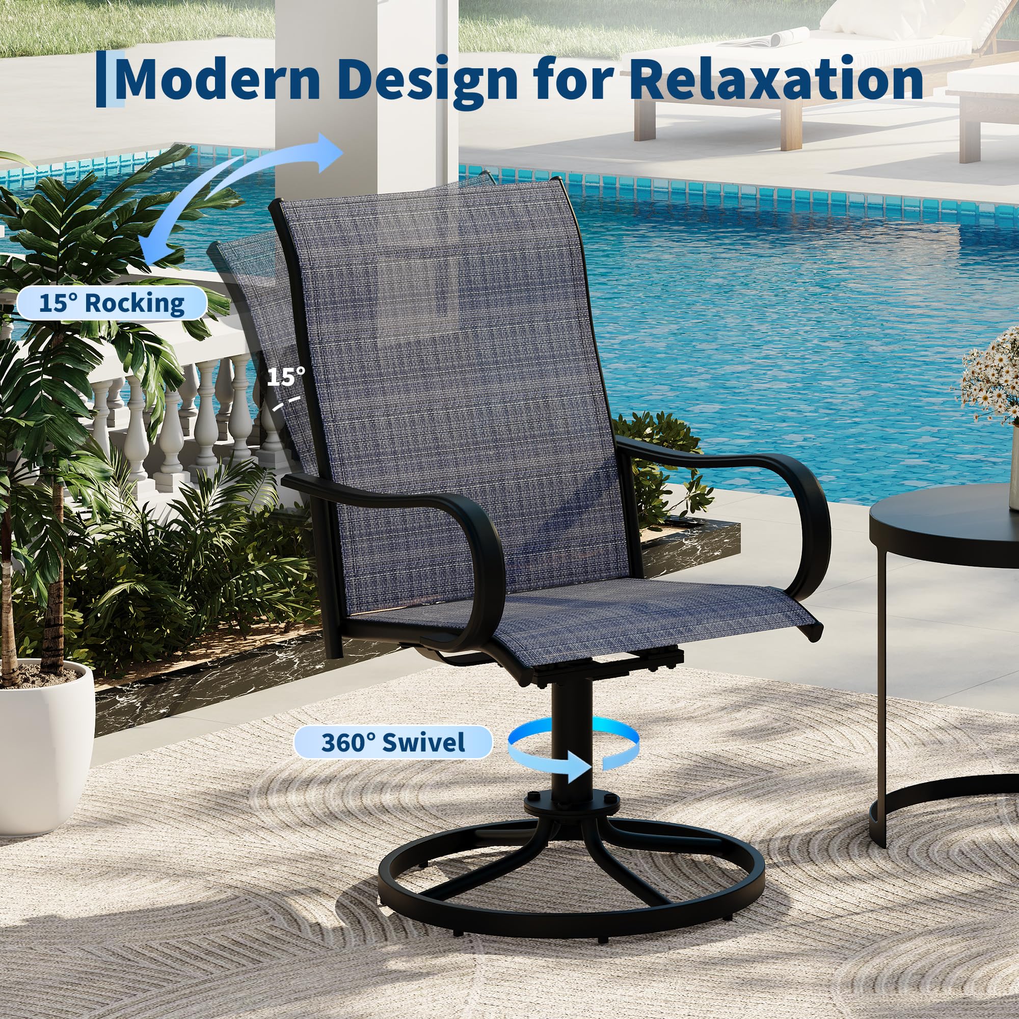 Patio swivel dining chair with 300 pound capacity