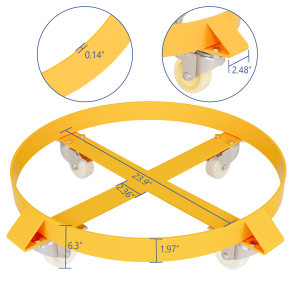 1X 55 Gallon Drum Dolly Barrel Dolly Carts Drum Dolly With Swivel Casters Yellow