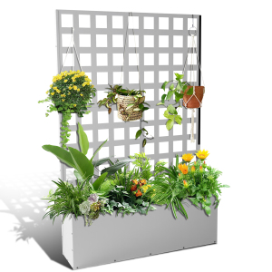 Raised Garden Bed with Trellis Patio Planter Box Privacy Screen Climbing Plant