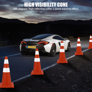 PVC Collapsible Wind Resistant Safety Cone w Reflective Collars for Construction