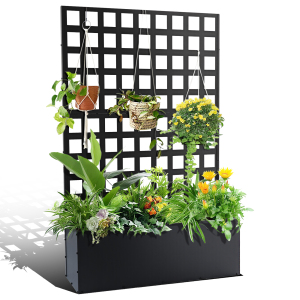 Raised Garden Bed with Trellis Patio Planter Box Privacy Screen Climbing Plant