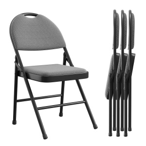 4 Pack Portable Metal Folding Fabric Dining Chairs with Padded Cushion