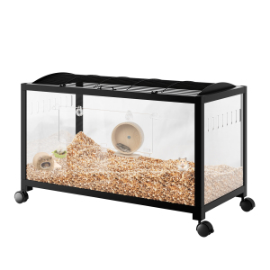 GARVEE Large Dual Door Stackable Hamster Cage w Universal Wheels Acrylic Sides