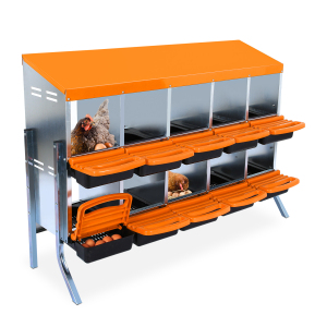 Nesting Boxes for Chicken Laying Box With Lid Cover & Metal Bracket Orange/Blue