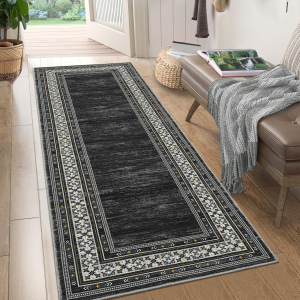 Washable Vintage Rug Oriental Rugs Floor for Living Room Non Slip Backing Stain