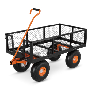 Steel Garden Wagon Cart Heavy Duty Versatile 180° Rotating Handle Removable Side