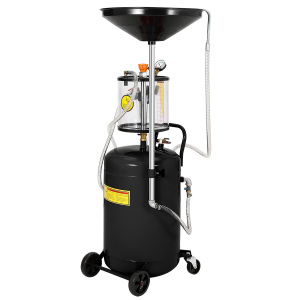 Drain Tank Adjustable 38&ndash;63", Mobile Waste Oil Drainer W/ Tool Box