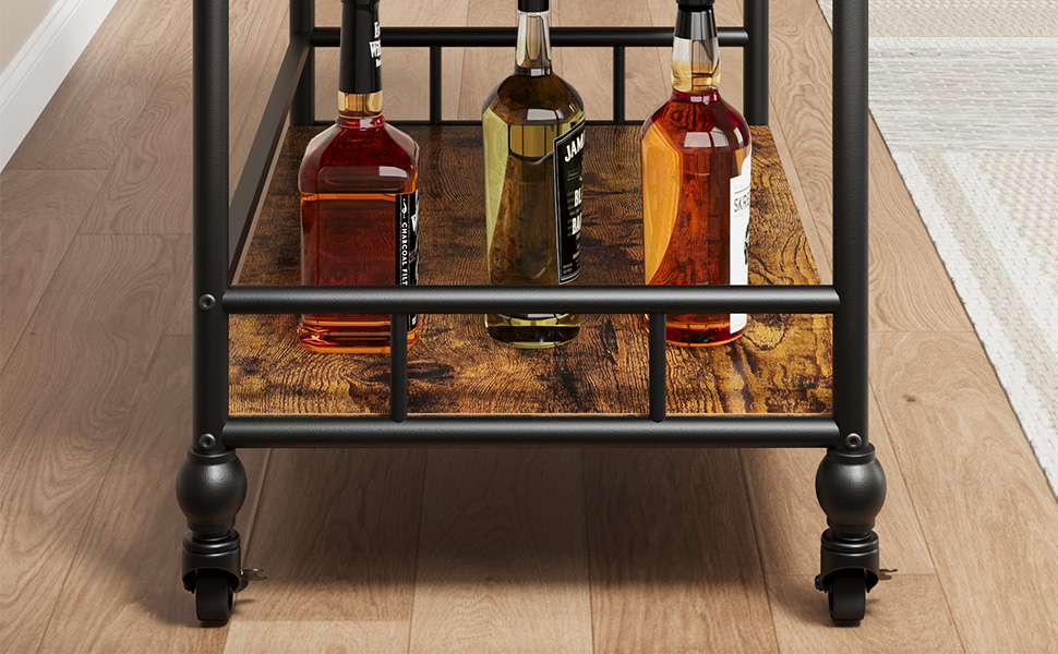 Detailed view of the wine rack and glass holder