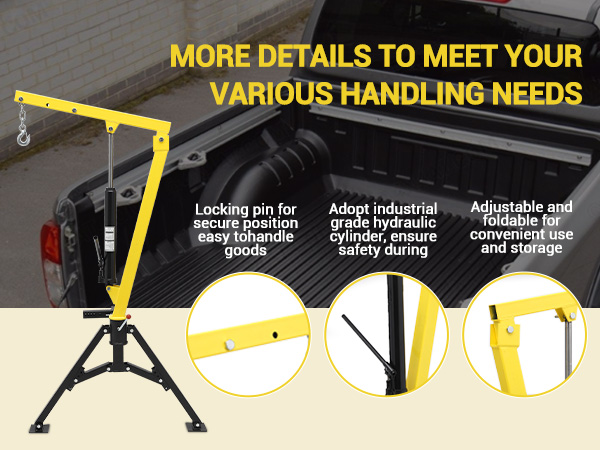 Details of locking pin hydraulic cylinder and foldable boom
