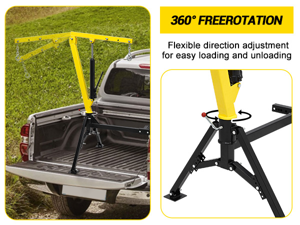 360 degree free rotation pickup truck crane