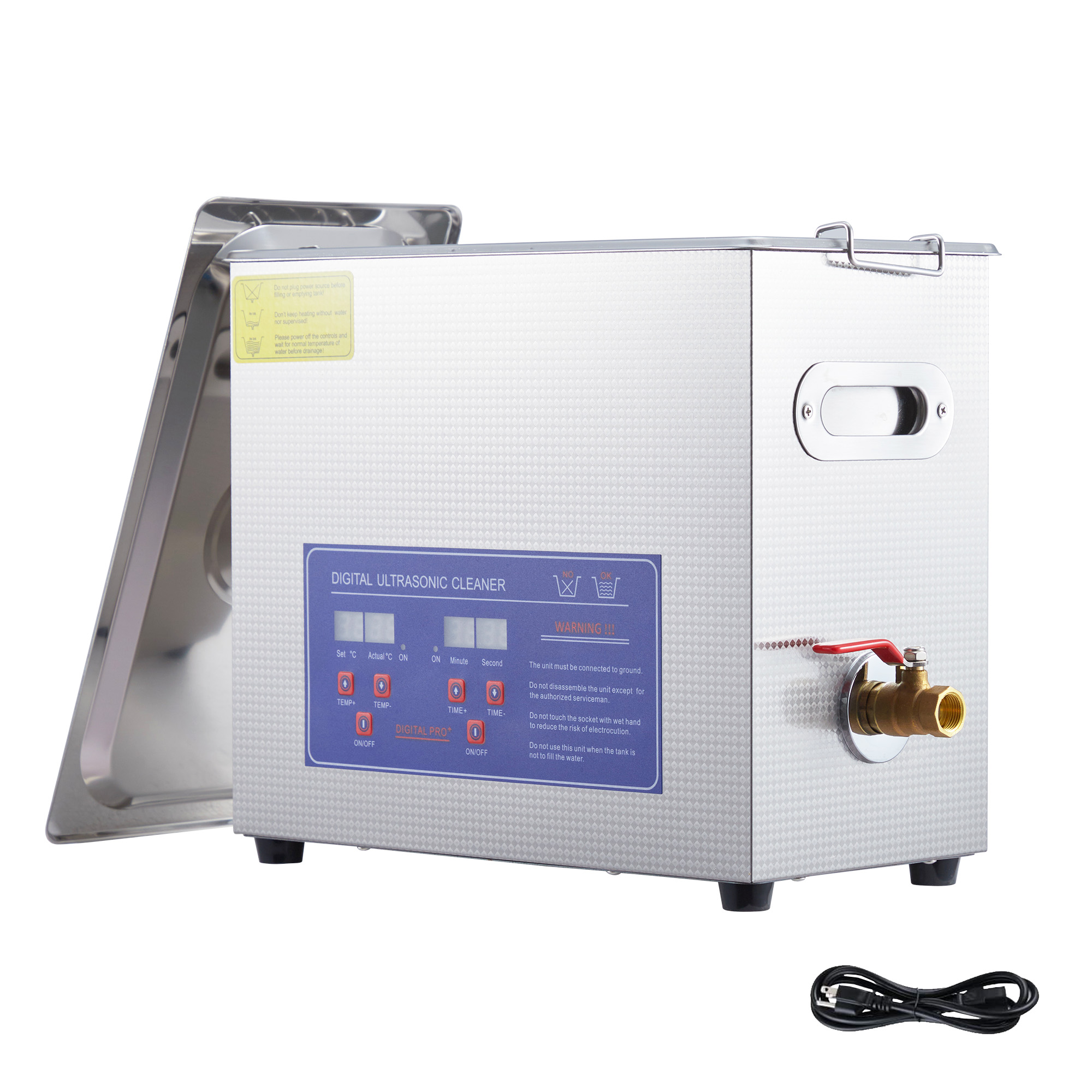 6.5L Commercial Ultrasonic Cleaner 40kHz Timer Heater 304 Stainless Steel Tank