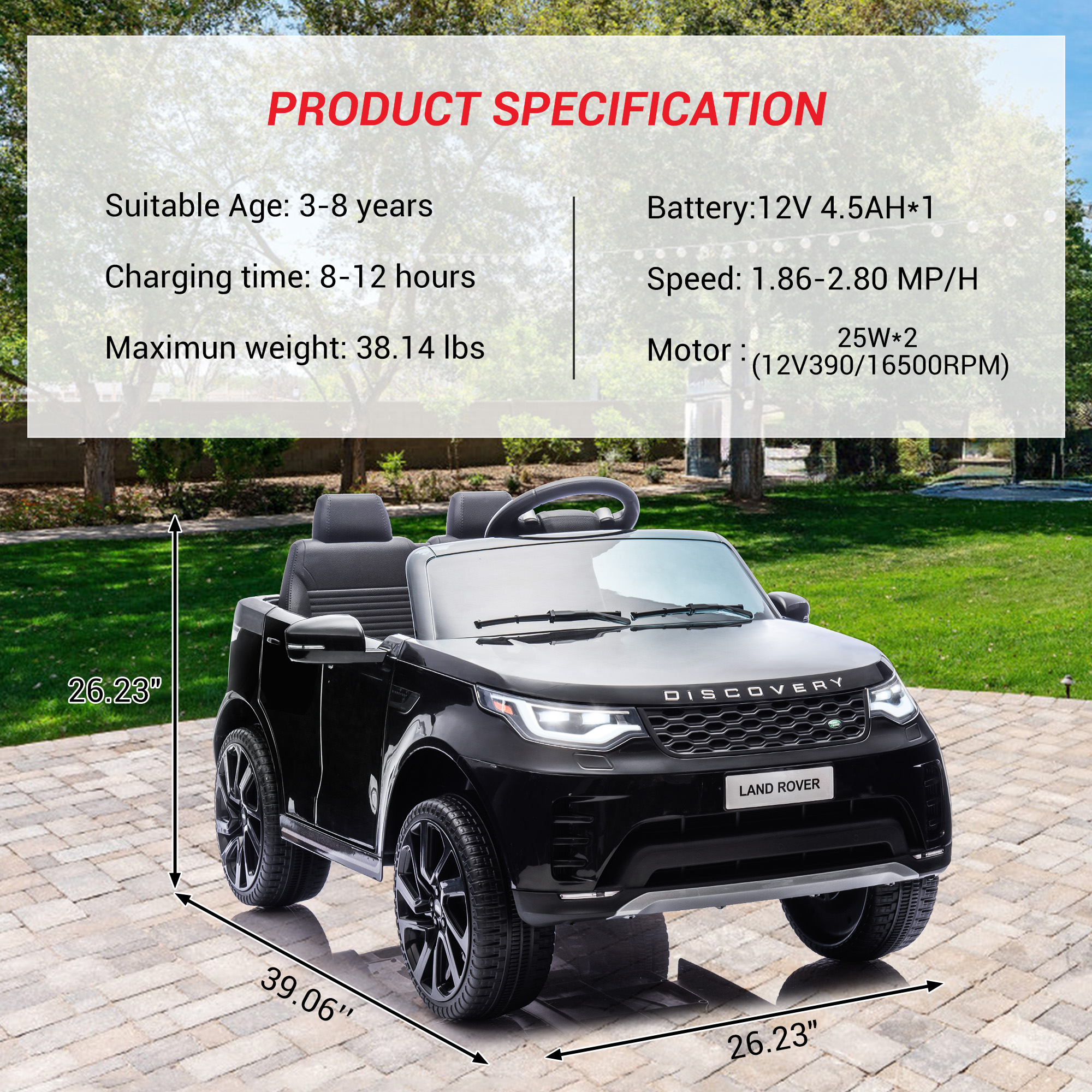12V Kids Ride On Car 4.5AH Battery Remote Soft Start 3 Speed Double Seat LED