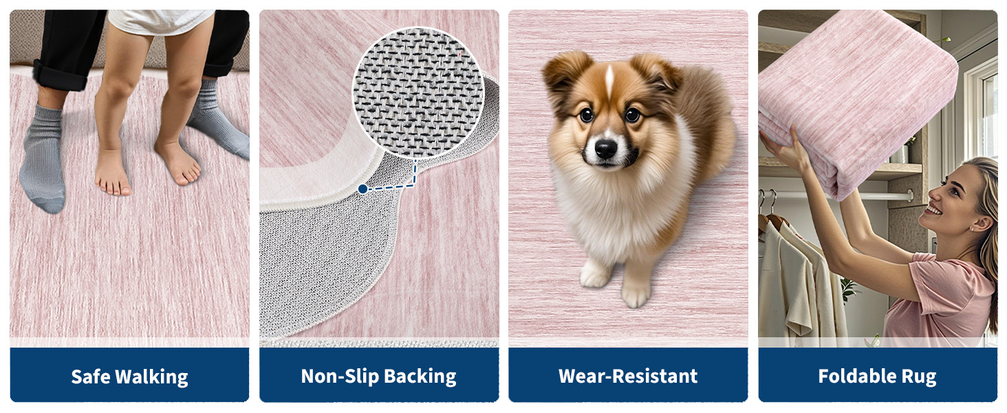 Key features overview: safe walking surface, non-slip backing, wear-resistance, and foldable design