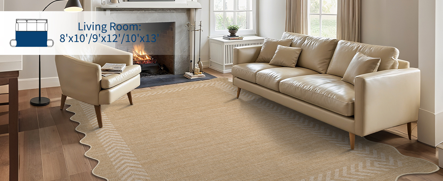 Linen beige easy-jute area rug styled in a cozy living room