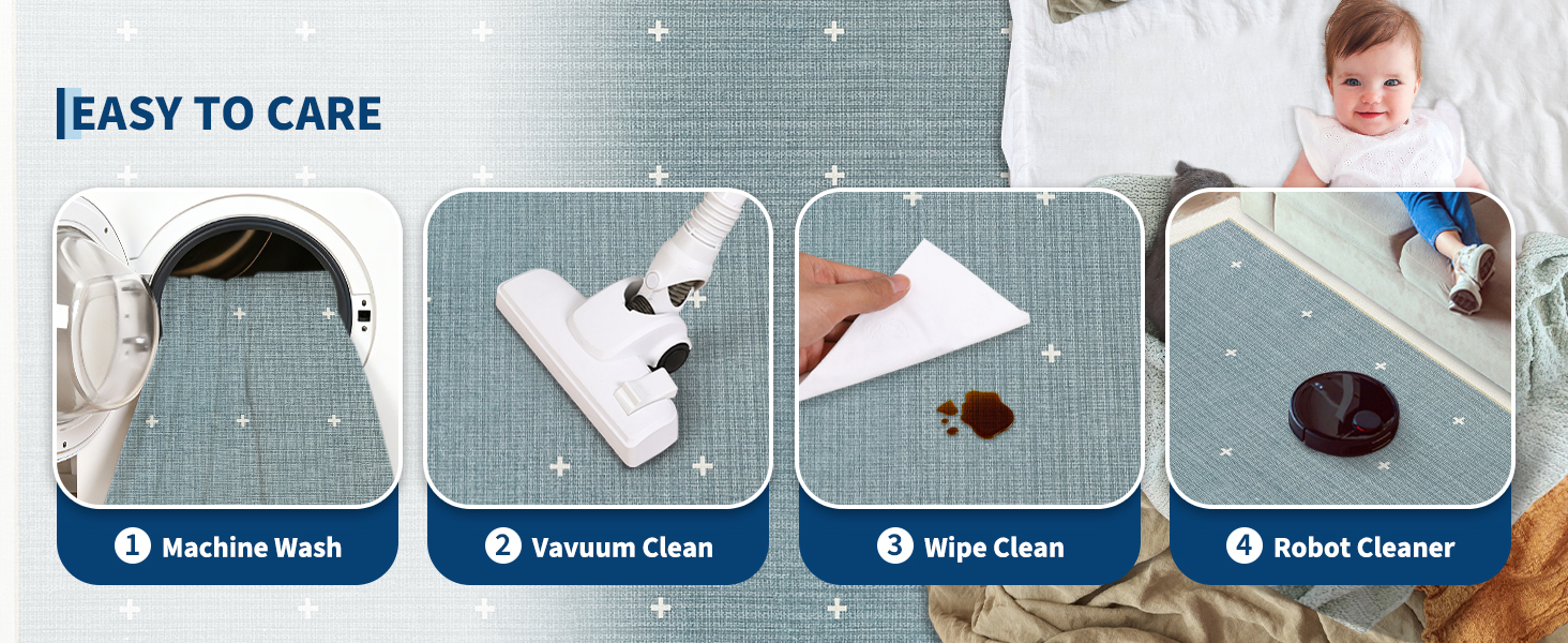 Easy to care: Machine wash, Vacuum, Wipe