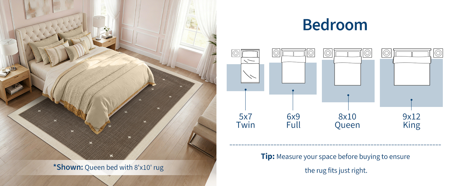 GARVEE Area Rug Size Guide for Bedroom Layouts