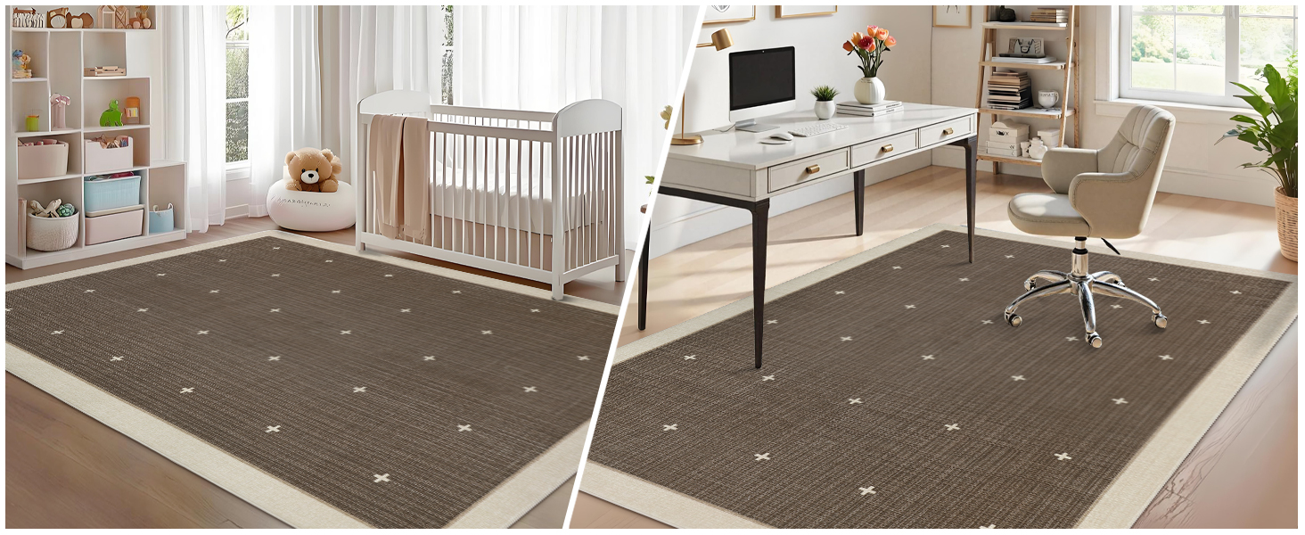 GARVEE Washable Rug in Living Room and Home Office Scenarios