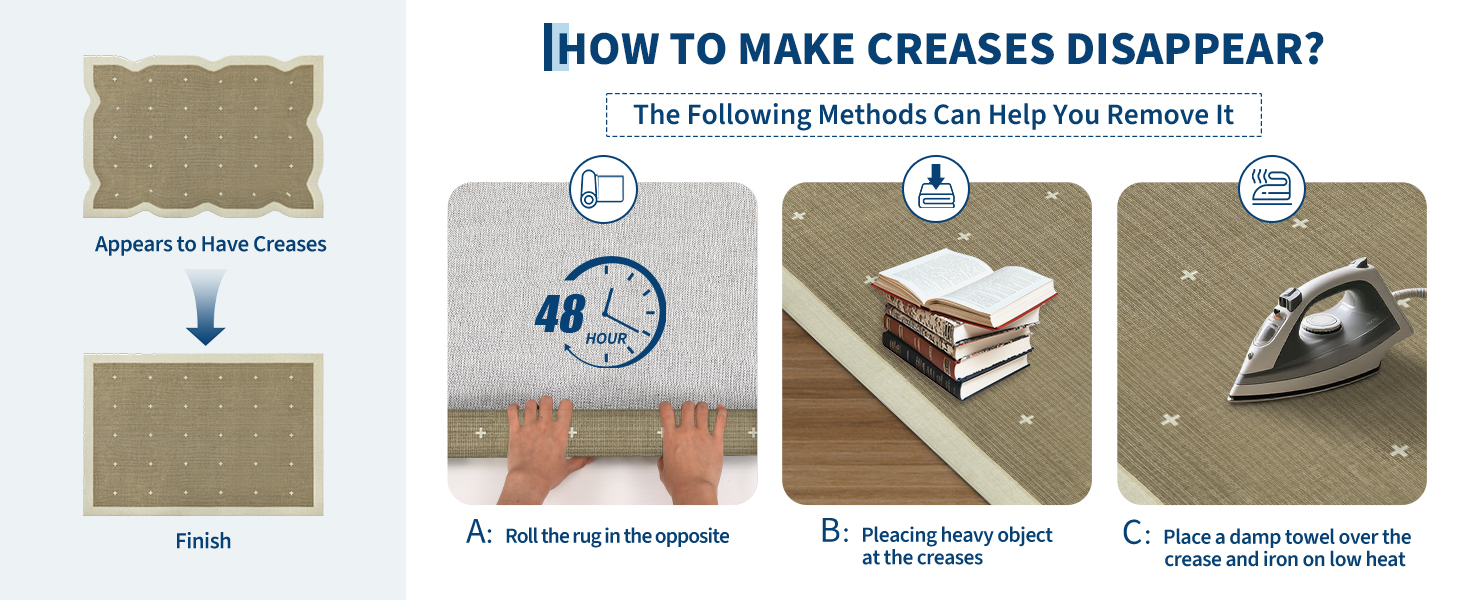 Step-by-step guide to removing shipping creases using rolling, heavy objects, or low heat