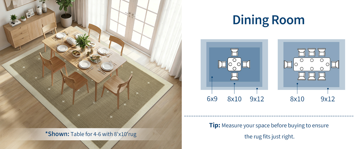 Dining room rug size guide: 6x9 to 9x12