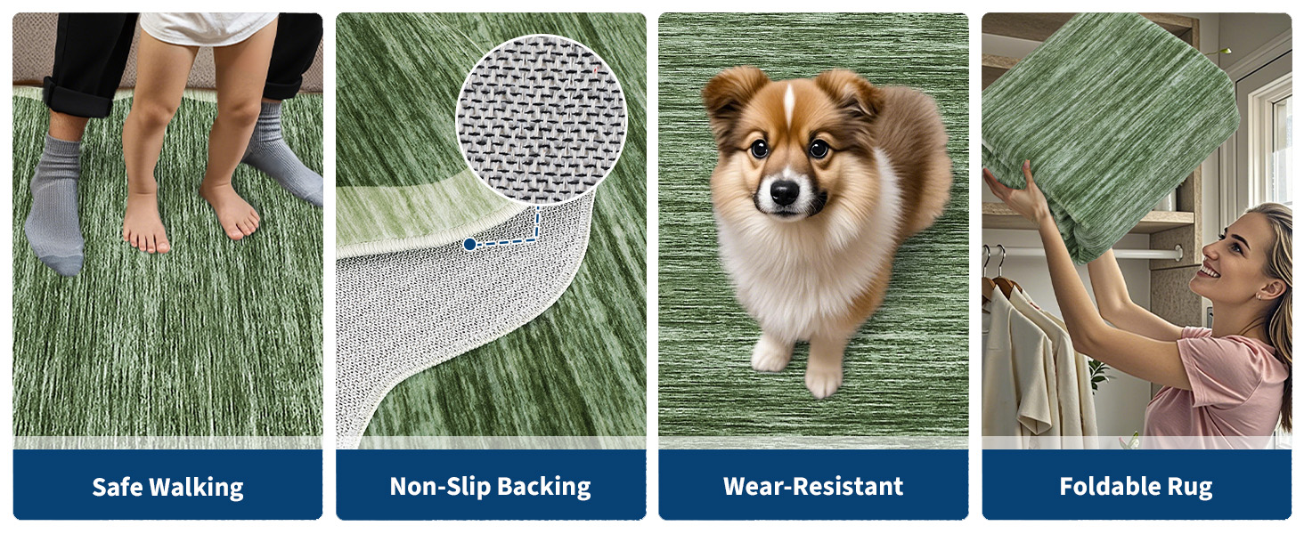 Key features: safe walking surface, non-slip backing, wear-resistant material, and foldable construction