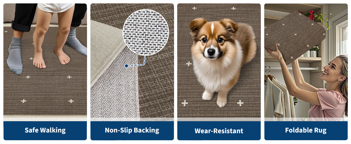 GARVEE Rug Features: Non-slip Backing, Wear-resistant and Foldable Design