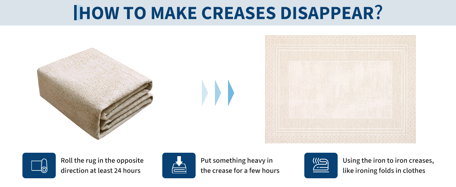 Tips to remove creases from a foldable washable area rug