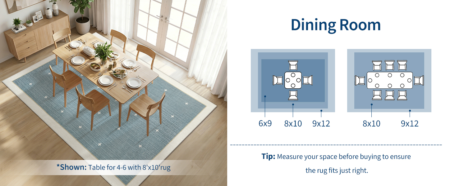 Size guide for dining room
